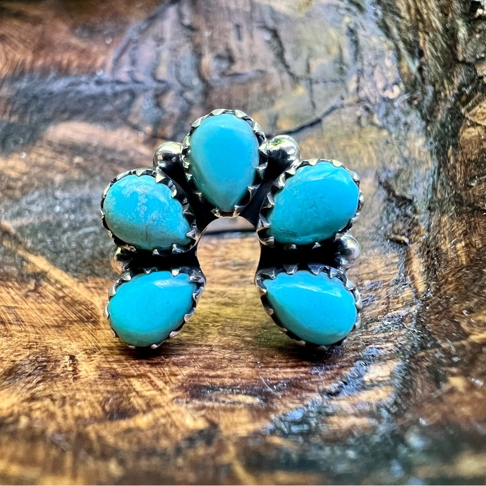 925 Sterling Silver Kingman Turquoise Naja Ring Sz 8 – Southwestern